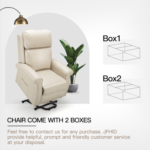 AECOJOY Electric Power Lift Recliner Chair for Elderly with Side Pocket & Remote Control, Cream White