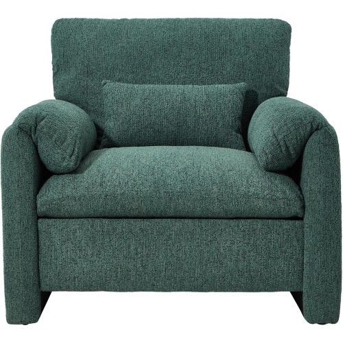 AECOJOY Oversized Armchair, Chenille Mid Century Accent Chair, Comfy Upholstered Single Sofa, Extra Wide Reading Chairs, Green