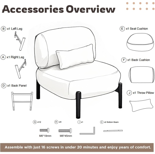 AECOJOY Mid Century Modern Accent Chair, Extra Large Teddy Upholstered Lounge Chair with Pillow, White