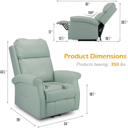 AECOJOY Electric Power Lift Recliner Chair for Elderly with Side Pocket & Remote Control, Mint Green