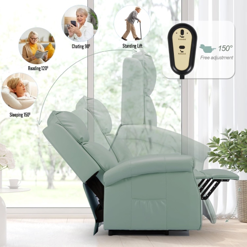 AECOJOY Electric Power Lift Recliner Chair for Elderly with Side Pocket & Remote Control, Mint Green