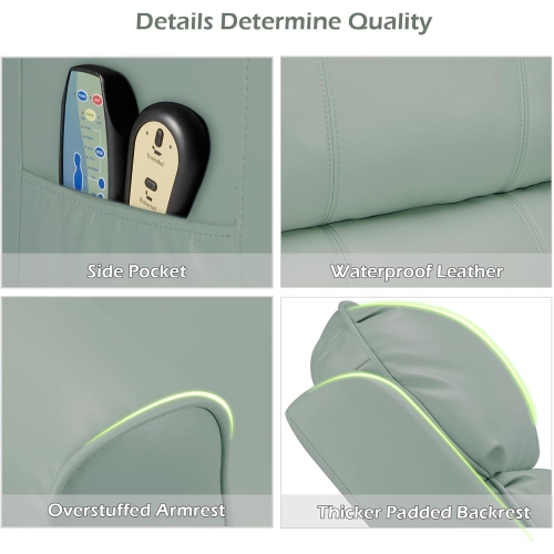AECOJOY Electric Power Lift Recliner Chair for Elderly with Side Pocket & Remote Control, Mint Green