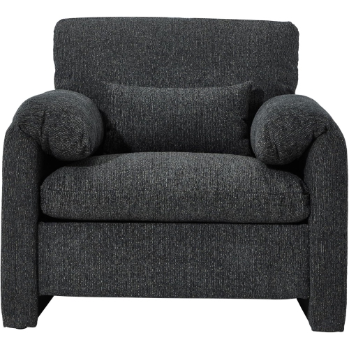 AECOJOY Oversized Armchair, Chenille Mid Century Accent Chair, Comfy Upholstered Single Sofa, Extra Wide Reading Chairs, Black