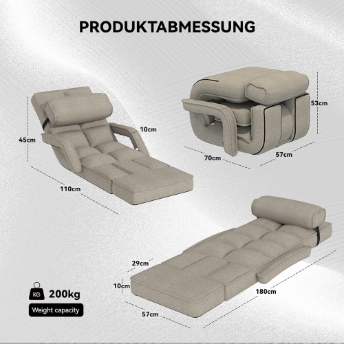 AECOJOY Floor Chair, Padded Folding Gaming Chair with 14-Level Adjustable Backrest, Portable Lazy Sofa for Living Room, Beige