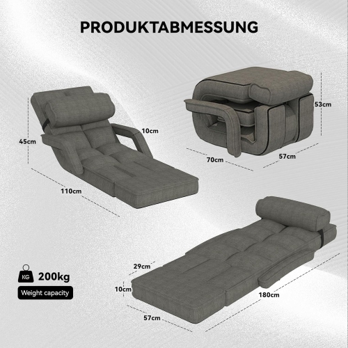 AECOJOY Floor Chair, Padded Folding Gaming Chair with 14-Level Adjustable Backrest, Portable Lazy Sofa for Living Room, Dark Gray