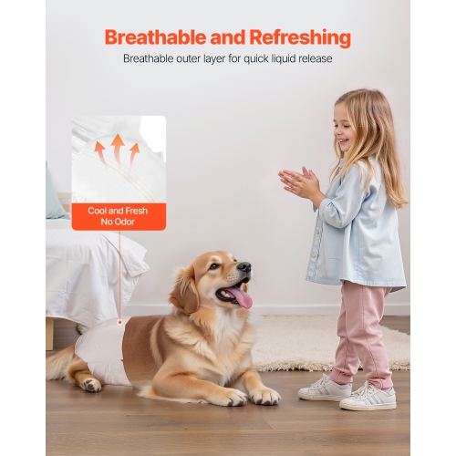 VEVOR 96 Count Disposable Dog Diapers,Super Absorbent Female Dog Diapers,360° Leak-Proof Female Doggy Pet Diaper with Wetness Indicator for