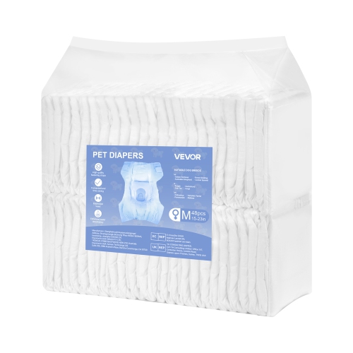 VEVOR 96 Count Disposable Dog Diapers,Super Absorbent Female Dog Diapers,360° Leak-Proof Female Doggy Pet Diaper with Wetness Indicator for