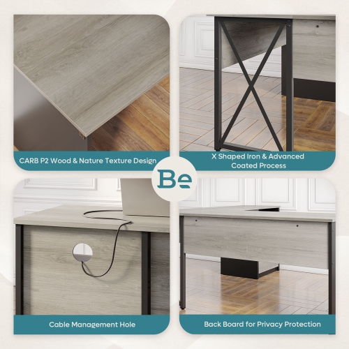 Bestier Lift Top L Shaped Desk with File Drawer, 55'' x 55'' Office Desk with Reversible Storage Drawers, L Shaped Standing Desk with Computer