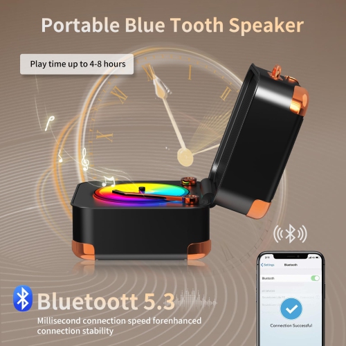 Retro Bluetooth Speaker With Vinyl Record,Small Bluetooth speaker Wireless,HD Sound Quality, Portable Speaker bluetooth for Family Parties