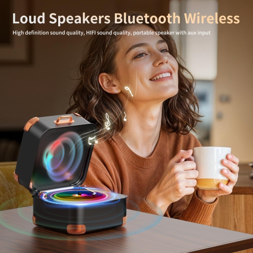 Retro Bluetooth Speaker With Vinyl Record,Small Bluetooth speaker Wireless,HD Sound Quality, Portable Speaker bluetooth for Family Parties