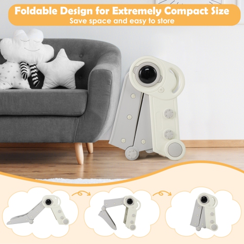 Gymax Folding Freestanding Toddler Slide for Toddlers Age 18+ Months w/ Climber Indoor Gray