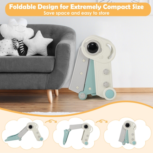 Gymax Folding Freestanding Toddler Slide for Toddlers Age 18+ Months w/ Climber Indoor Blue