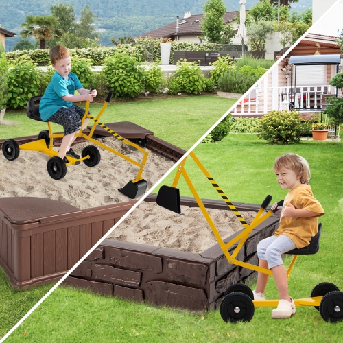 Gymax Sand Digger for Kids Sandbox Toy Digger w/ 2-Handed Controls & Flexible Shovel