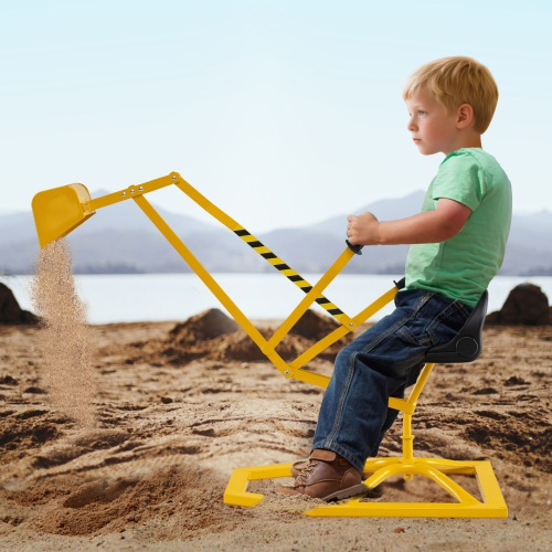 Gymax Sand Digger for Kids w/2-Handed Controls Flexible Shovel 360° Rotatable Function