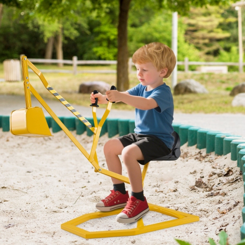 Gymax Sand Digger for Kids w/2-Handed Controls Flexible Shovel 360° Rotatable Function