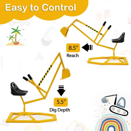 Gymax Sand Digger for Kids w/2-Handed Controls Flexible Shovel 360° Rotatable Function