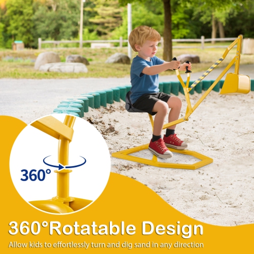 Gymax Sand Digger for Kids w/2-Handed Controls Flexible Shovel 360° Rotatable Function