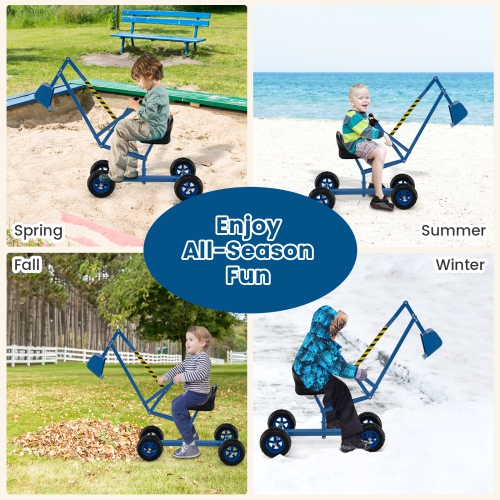 Gymax Sand Digger for Kids w/2-Handed Controls Flexible Shovel 360° Rotatable Function