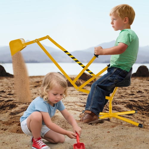 Gymax Kids Ride on Sand Digger w/ 360° Rotatable Seat Flexible Shovel for Dirt Snow
