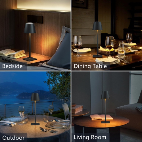2 Pack Cordless Table Lamp Rechargeable Lamps Battery Operated Table Lamp Outdoor Waterproof, Touch Control, Portable Wireless Desk Lamp