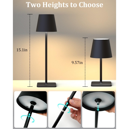 2 Pack Cordless Table Lamp Rechargeable Lamps Battery Operated Table Lamp Outdoor Waterproof, Touch Control, Portable Wireless Desk Lamp