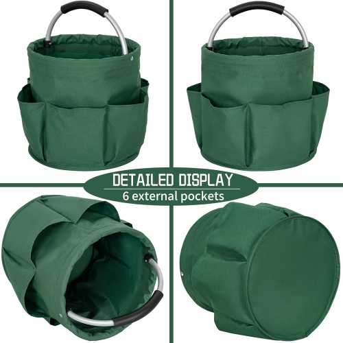 Foldable Multipurpose Picnic Basket And Garden Tool Organizer With Handles Perfect For Outdoor Travel Storage And Gardening Accessories