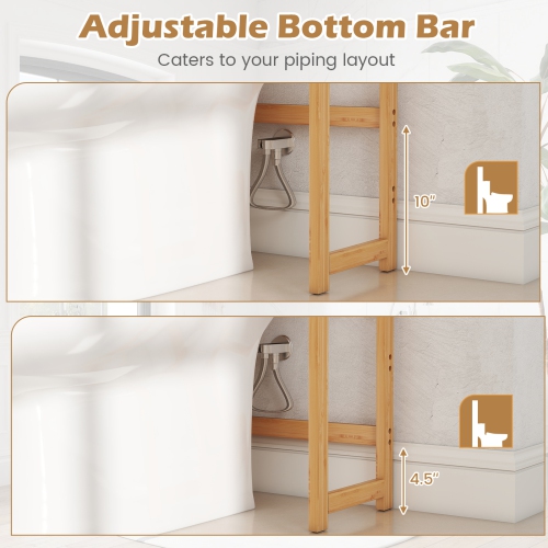 Gymax Bamboo over the Toilet Storage Shelf w/3-tier Open Shelf Adjustable Shelves