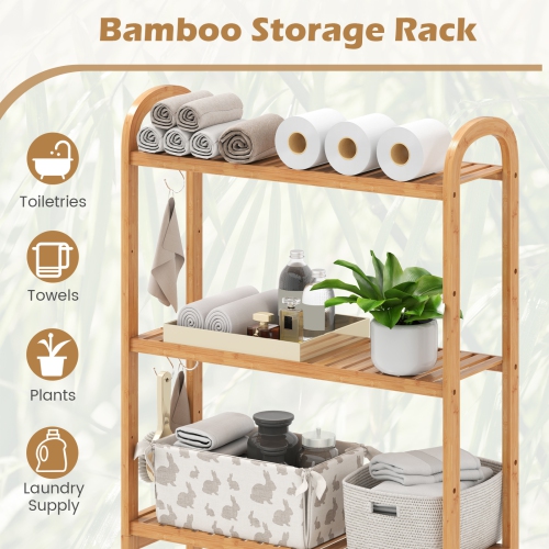 Gymax Bamboo over the Toilet Storage Shelf w/3-tier Open Shelf Adjustable Shelves