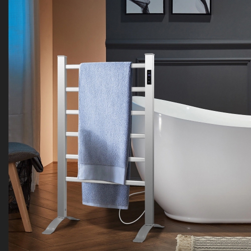 Gymax Towel Warmer 6 Bar 100W Home Bathroom Space Saving Wall Mounted