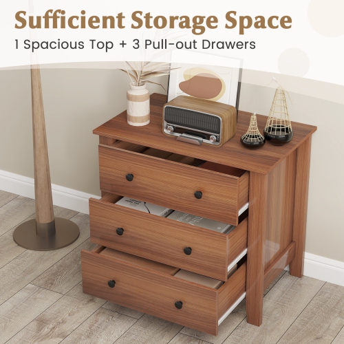 Gymax 3-drawer Dresser w/ Convenient Handles Smooth Slide Rails Accent Table