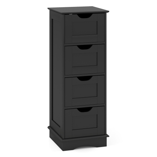 Gymax 4-Drawer Bathroom Cabinet w/Cut-out Handles Anti-toppling Device Narrow Entryway