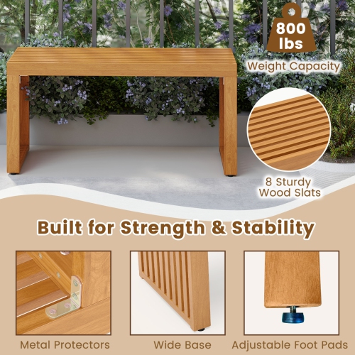 Gymax 36 Inch Patio Bench All-Slat Acacia Wood Loveseat for 2 People 800 lbs Capacity