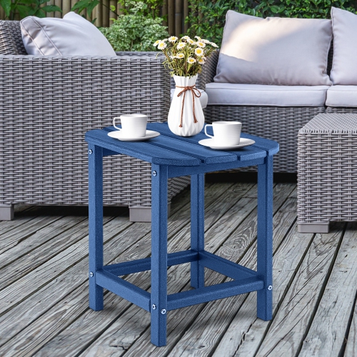 Gymax 2 PCS 18'' Patio Adirondack Side Table Weather Resistant HDPE Garden Navy