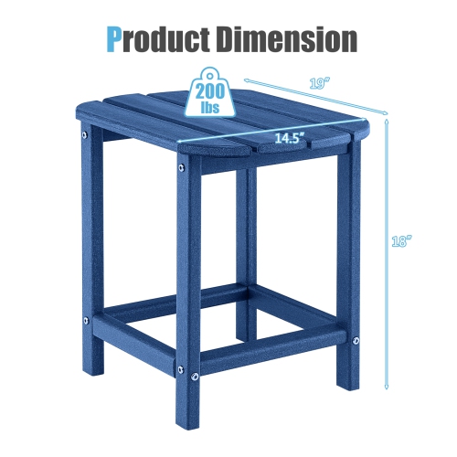 Gymax 2 PCS 18'' Patio Adirondack Side Table Weather Resistant HDPE Garden Navy