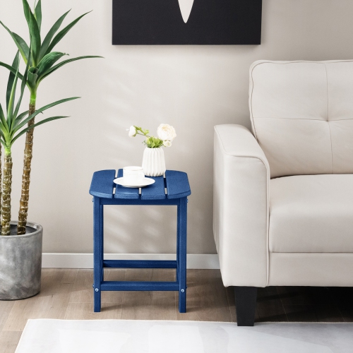 Gymax 2 PCS 18'' Patio Adirondack Side Table Weather Resistant HDPE Garden Navy