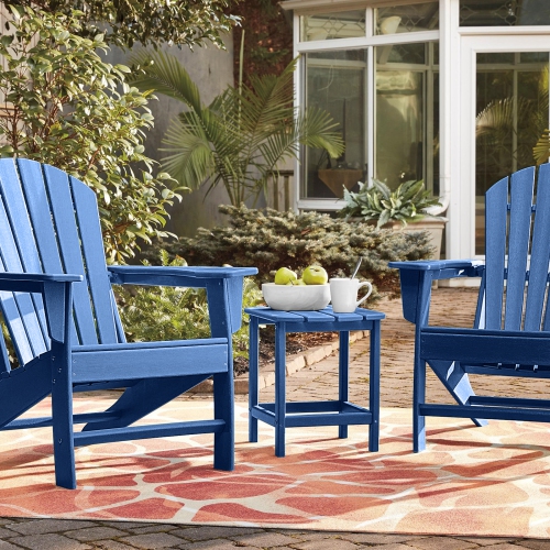 Gymax 2 PCS 18'' Patio Adirondack Side Table Weather Resistant HDPE Garden Navy