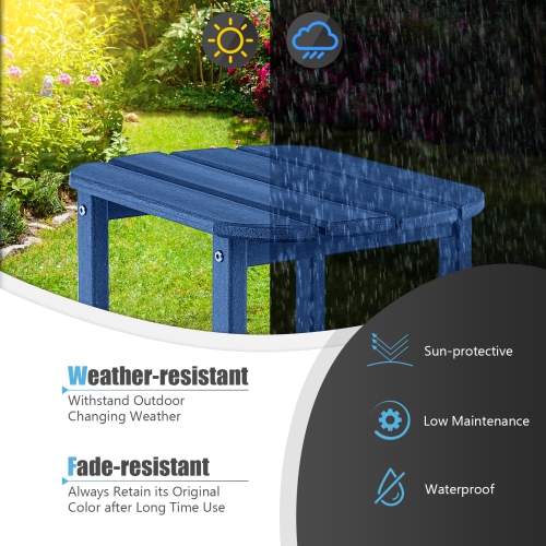 Gymax 2 PCS 18'' Patio Adirondack Side Table Weather Resistant HDPE Garden Navy