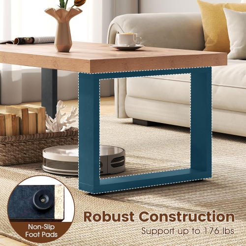 Gymax 47'' Farmhouse Style Accent Table w/ Thickened Tabletop & Natural Wood Texture