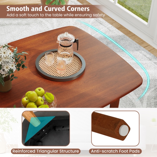 Gymax 43'' Rectangular Wooden Dining Table for 2-4 People w/Rubber Wood Legs