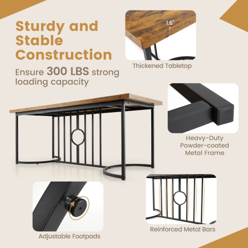 Gymax 71'' Large Dining Table for 6-8 People Rectangular Kitchen Table Dinette Table