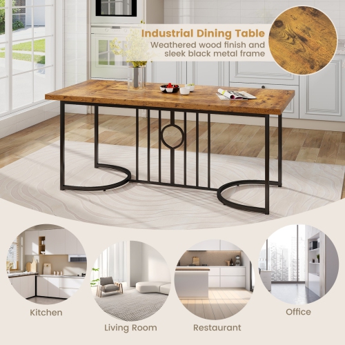 Gymax 71'' Large Dining Table for 6-8 People Rectangular Kitchen Table Dinette Table