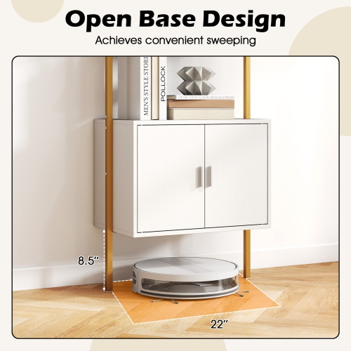 Gymax 72.5'' Tall Bookshelf 5 Tier Wall Mount Ladder Bookcase w/ Cabinet