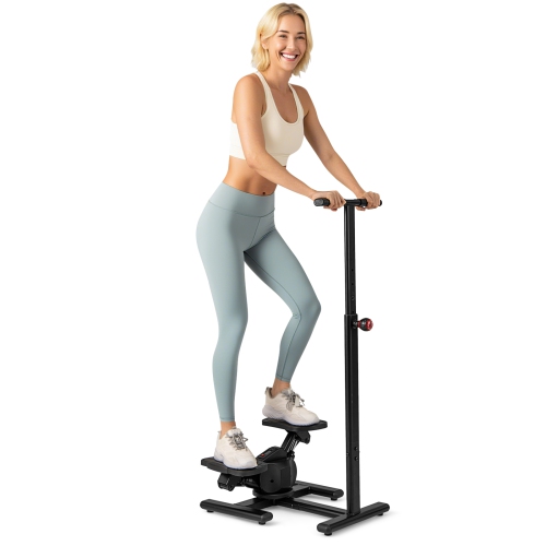 Gymax Steppers for Exercise w/Height-Adjustable Handlebar & Non-slip Pedals