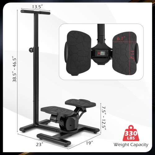 Gymax Steppers for Exercise w/Height-Adjustable Handlebar & Non-slip Pedals