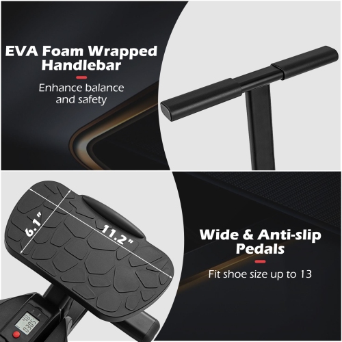 Gymax Steppers for Exercise w/Height-Adjustable Handlebar & Non-slip Pedals