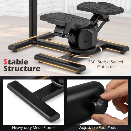 Gymax Steppers for Exercise w/Height-Adjustable Handlebar & Non-slip Pedals