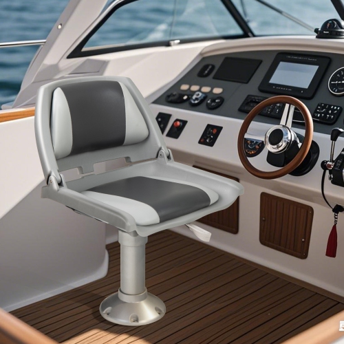 Gymax Folding Fishing Boat Seat w/High-density Sponge Cushion PVC Surface & PP Frame