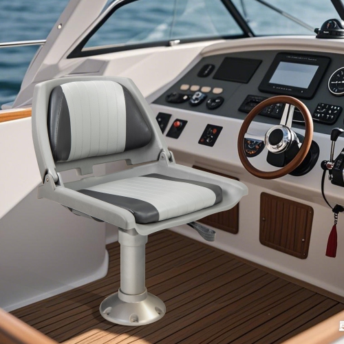 Gymax Folding Fishing Boat Seat w/High-density Sponge Cushion PVC Surface & PP Frame