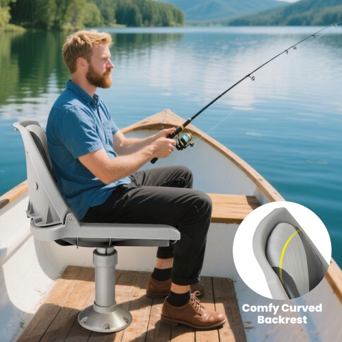 Gymax Folding Fishing Boat Seat w/High-density Sponge Cushion PVC Surface & PP Frame