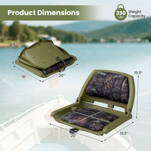 Gymax Folding Fishing Boat Seat w/High-density Sponge Cushion PVC Surface & PP Frame
